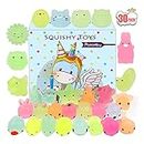 POKONBOY Mochi Squishy Toys Glow in The Dark for Party Favors - 30 Pack Mini Kawaii Cute Animal Squishies Stress Relief Squishy Animals Mochi Cat Squishy with Gift Box
