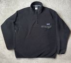 Patagonia Mens Black Synchilla Long Sleeve Snap T Pullover Fleece Size L