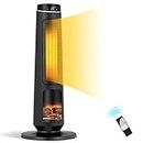 Costway 2500W Electric Space Heater, PTC Fast Heating Ceramic Tower Heater w/ 3D Flame, Thermostat, 80° Oscillating, Remote Control, 3 Modes, 12H Timer, Overheat & Tip-Over Protection for Home