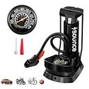 Sounce Portable High Pressure Foot Air Pump Heavy Compressor Cylinder with Gauge Floor for Bicycle, Car and Motorbike for Football Cycle Pumps for Bicycle for Tubeless - Black