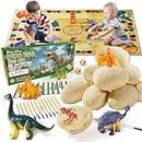 Joyvalley Dinosaur Dig Kit Toys - 12 Dino Eggs Science STEM Educational Toy with Game Mat for Kids Excavation Kits Birthday Easter for Boys Girls Age 3 4 5 6 7 8 9 10 + Years Old