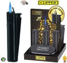 Clipper Metal Lighter Full Size Electronic BLACK JET With Top Cover & Gift Case