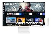 SAMSUNG 32-Inch 4K UHD 60Hz 4ms High Resolution Smart White Computer Monitor with Smart TV Apps, Mobile connectivity, Slimfit Camera Included, Alexa Built-in - (LS32CM801UNXZA) [Canada Version] (2023)