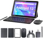 Tablet 10.1 Inch Android 12 OS Tableta, 2 in 1 Tablets with Keyboard, Mouse, Cas