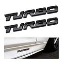 TSUGAMI Turbo Car Emblem, 2 PCS 3D Metal Turbo Badge for Auto Side Body Fender Rear Trunk, Automotive Replacement Decoration Decal Sticker, Tailgate Letter Nameplate for All Cars, Truck, SUV (Black)