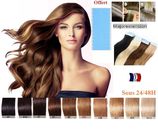 10 20 40 BANDES EXTENSIONS CHEVEUX TAPE IN BANDE ADHESIVE NATURELS REMY 49/60CM 