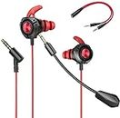 Gaming Headset with Microphone,Noise Cancelling Gaming Headphones with Mic Detachable,Surround Sound Wired Gaming Earbuds PC Compatible with PS4 Xbox PS5 Nintendo Switch Playstation 5 Phone Red Black