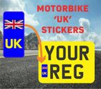 4 x UK Motor Bike - Number Plate Sticker UNION JACK NO EU GB BREXIT - MotorBike