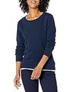 Amazon Essentials Women's French Terry Fleece Crewneck Sweatshirt (Available in Plus Size), Navy, Medium
