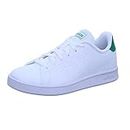 adidas Advantage K JNR White Green Girls Shoes School Flat Shoes