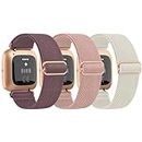 [3 Pack] Adjustable Elastic Bands for Fitbit Versa 2 Bands, Fitbit Versa Band,Versa Lite/SE Band, Soft Stretchy Loop Breathable Sport Nylon Replacement Strap Wristbands for Women/Men
