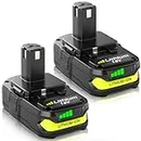 2 Pack 3.0Ah P108 Lithium Replacement Battery Compatible with Ryobi 18V Battery P102 P103 P104 P105 P107 P108 P109 P190 P122 for 18 Volt Cordless Power Tools