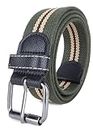 Zacharias Men's Cotton Fabric Army Tactical Striped Belt pp-33 (Green_Free Size) (Pack of 1)