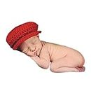 LOVE CROCHET ART Crochet Baby Hat Golf Hat Photography Props hat Cap for Baby boy - Red (6-12 Months)