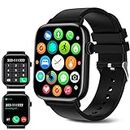 FTTMWTAG Smart Watch for Android iPhone, 1.9" Fitness Tracker with (Answer/Make Calls) IP 67 Waterproof Sport Digital Watches, Blood Pressure Heart Rate Monitor Step Counter Sleep Tracker-Black
