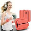 Wrist Ankle Weights Set of 2 (1Lb Each) Adjustable Ankle Weights for Women Men Kids Increase Training Intensity Wrist Weights Sets for Women Strength Training Running Yoga Pilates(Coral Red)