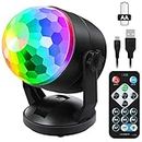 Portable Sound Activated Party Lights for Outdoor and Indoor, Battery Powered/USB Plug in, Dj Lighting, RBG Disco Ball, Strobe Lamp Stage Par Light for Car Room Dance Parties Birthday DJ Bar Club Pub