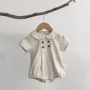 Milan cel New Baby Bodysuit Peter Pan Kragen Mädchen ein Stück atmungsaktive Leinen Jungen Kleidung