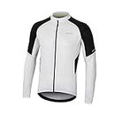 BERGRISAR Men's Basic Cycling Jerseys Long Sleeves Bike Bicycle Shirt Zipper Pockets BG012 White Size Large