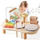 Toddler Drum Set Kids Musical Instruments 7 in 1 Baby Musical Toy Montessori Xylophone Toys for 1 Year Old Wooden Percussion Instruments Preschool Instruments for Boys Girls Months Birthday Gifts