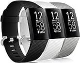 Wepro Waterproof Bands Compatible with Fitbit Charge 4 / Charge 3 / Charge 3 SE for Women Men, 3-Pack Replacement Wristbands for Fitbit Charge 3 / Charge 4, Large, Black, White, Gray