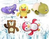 Amitasha Wind Up Toys 3 Pcs Swimming Duck Turtle Crocodile Penguin Bath Tub Toy for Kids Boys & Girls - Infant Water Floating Bathtub Toys - Assorted