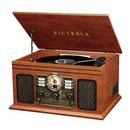 Nostalgic 7-in-1 Bluetooth Record Player & Multimedia Center with Built-in Sp...