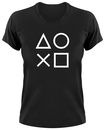Botones de juegos Gamer Camiseta de mujer PS4 PS3 PS2 PS1 Consola Signos Juego Símbolos