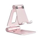 NULAXY Adjustable Phone Stand for Desk, Foldable Desktop Cell Phone Holder Cradle Dock Compatible with iPhone 14 13 12 11 Xs Xr X 8, HUAWEI, Galaxy, Nintendo Switch, All Phones - Rose Gold