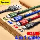 Baseus 3.5A 4 in 1 Multi USB Charger Charging Cable Cord For Apple Micro TYPE