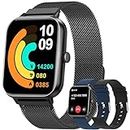 AIMIUVEI 2024 Smartwatch Donna Chiamate Bluetooth 5.3, 1.83" Orologio Smartwatch con 3 Cinturini 24H Cardiofrequenzimetro SpO2 Sonno Ciclo Mestruale 20+Modalità Sport IP68 per iOS Android Nero Regalo