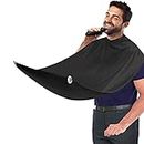 Beard Bib Apron for Men, Fathers Day Gift Beard Trimming Catcher Bib for Shaving & Hair Clippings, Waterproof Non-Stick Hair Catcher Grooming Cloth with 2 Suction Cups