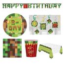 Minecraft Party Supplies TNT Video Game Party Cups, Plates, Napkins, Banners