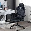 HAWGUAR Gaming Chair Computer Gaming Chaise Racing Style Video Game Chairs with Lumbar Support and Headrest (Black)