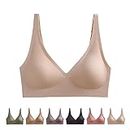 Nichonade Bra,Wirefree Seamless Bra for Women Invisible Deep V Plunge Bra,Comfortable and Breathable Sports Bra (Color : Skin, Size : M)
