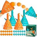 Pop and Catch Ball Game with 10 Balls and 4 Catch Launcher Baskets - Outdoor Indoor Game Activities for Boys & Girls, Summer Beach Sport Toys for Kids Ages 4 5 6 7 8 10 12+ Years Old and Adults
