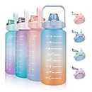 1,8 l motivierende Wasserflaschen mit Times to Drink, halbe Gallonen-Wasserkrug mit Griff und abnehmbarem Strohhalm, BPA-frei und auslaufsicher