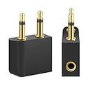 [2 Pack] T Tersely Gold Plated Flight Airplane Headphone Audio Adapter, Air Plane Flight Connector Earphone Headphone Audio | Convert Great Sound on All Planes | Suits All in-Flight Media Systems