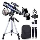 USCAMEL Telescope for Astronomy, 70mm Aperture 400mm Refractor Telescopes for Adults Kids Beginners, Fully Multi-Coated Optics, Portable Telescope with Backpack, AZ Mount Tripod, Phone Adapter
