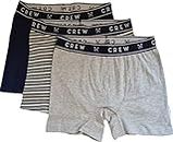 Crew Mens 3-Pack Jersey Boxer Shorts (Medium 32-34)