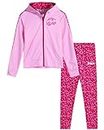 Fila Girls' Active Tracksuit - 2 Piece Performance Tricot Sweatshirt and Leggings - Activewear Clothing Set for Girls, 7-12, Size 10, Hot PinkAnimal Print