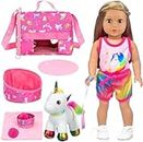 ZITA ELEMENT 18 Inch American Doll Accessories Unicorn Pet Toy PlaySet for Kids Unicorn Printed Doll Clothes Carrier Bag(No Doll & Shoes)