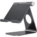 OMOTON Tablet Stand Holder Adjustable, T1 Desktop Aluminum Tablet Dock Cradle Compatible with iPad Air/Mini, iPad 10.2/9.7, iPad Pro 11/12.9, Samsung Tab and More, Black