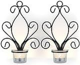 2Pcs Iron Candle Holder Wall Art Candle Hanging Candle Holder Home Decoration Tealight Candle Stand, Wall Sconce, Black