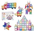 STEAM STUDIO 120pcs Magnetic Tiles Including Two Cars, Secured with Rivets, BPA Free Kids Toys, Pastel Colours Building Blocks, Building & ConstructionToys for Boys Girls