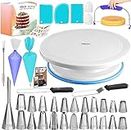 Cake Decorating Equipment Kit with Cake Turntable Rotating Stand- 24 Numbered Piping Tips & bags with Pattern Chart &eBook-Offset Spatula-Icing Scraper Set- Baking Accessories & Decorations Tools
