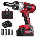 AVID POWER 20V MAX Cordless Impact Wrench with 1/2 inch Chuck, Max Torque 330 ft-lbs (450N.m), 3.0A Li-ion Battery, 4Pcs Driver Impact Sockets, 1 Hour Fast Charger and Tool Bag