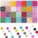 1980pcs Colourful Beads for Threading, 28 Colours Beads for Crafting Necklaces, 6mm Pearls with Hole for Jewelry Making, Beading Beads for Bracelets Jewellery Making