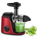 Juicer, Slow Juicer with 2 Speed Modes & Reverse Function, Cold Press Masticating Juicer with Quiet Motor, Includes Cleaning Brush & Recipes for Vegetables and Fruits, Wine-Red