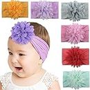 PALAY Girl 6Pcs Headbands Baby Hair Bands Flowers Chiffon Nylon Head Wrap Soft Stretchy Hair Wrap Cute Hair Accessories For Newborn Infant Toddlers Kids, Multi-Colour
